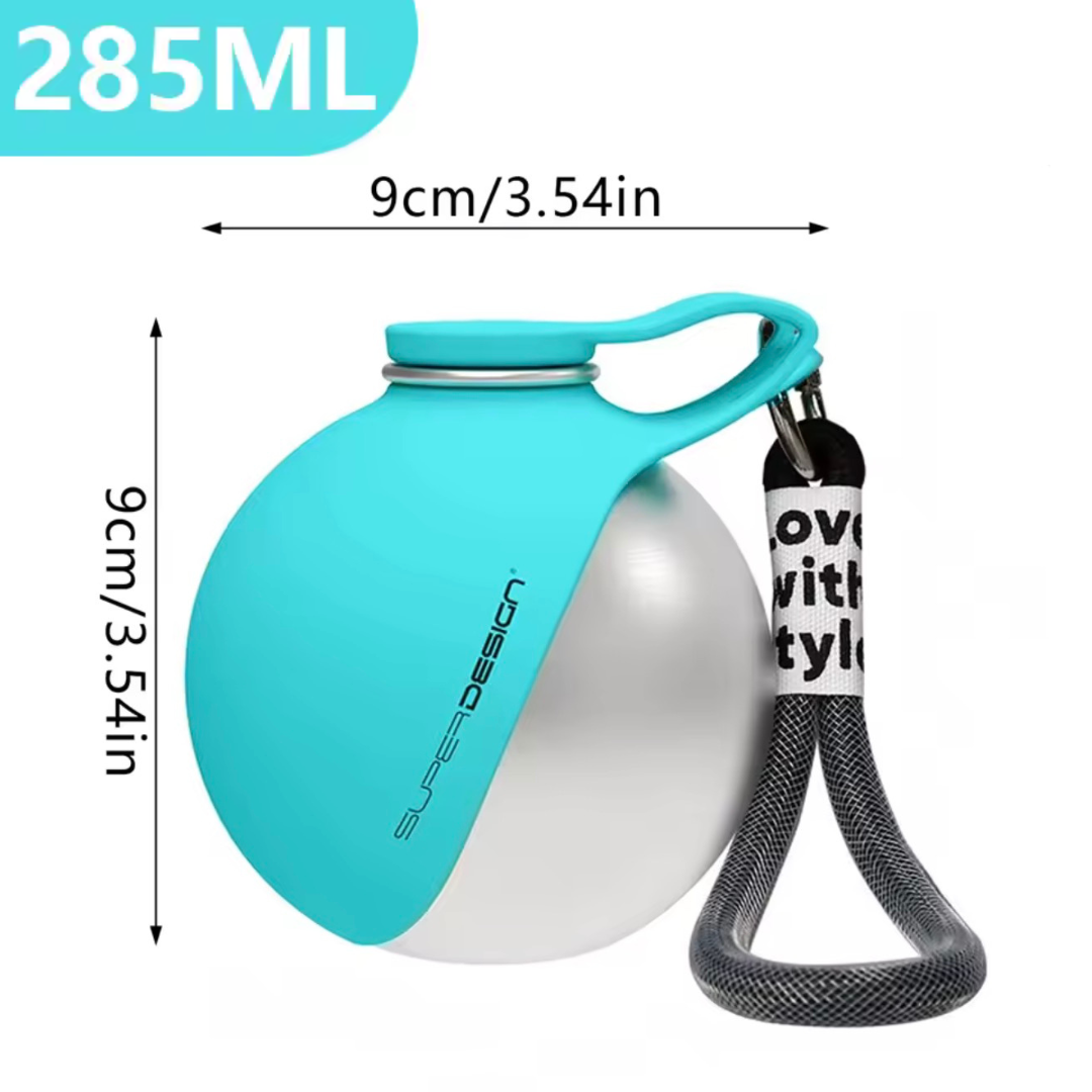 Portable Dog Water Bottle – 2-in-1 Stainless Steel Pet Travel Bottle with Silicone Bowl (Leak-Proof)